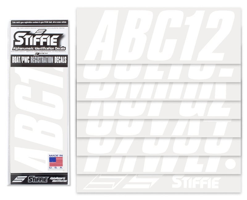 STIFFIE Shift White Boat 3" وملصقات تسجيل PWC – أرقام، حروف، ملصقات - Image 2